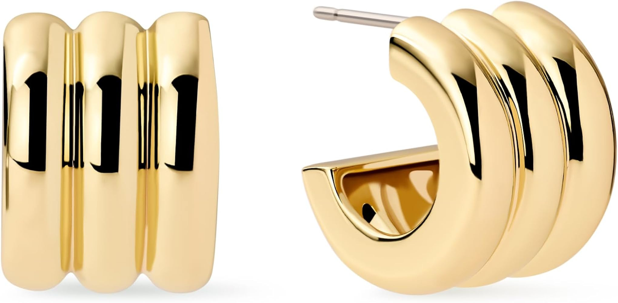 Ana Luisa Huggie Hoop Earrings - Minimal Single & Stacked Double Hoop Styles for Women - 14K Gold... | Amazon (US)