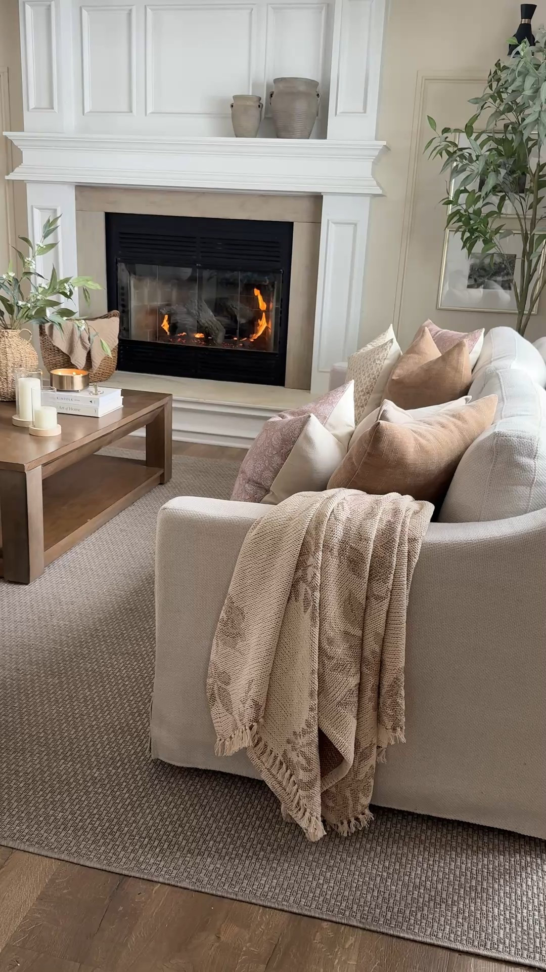 Neutral cozy classic living room inspo, love this new area rug. Awesome price for this size. It is an indoor outdoor rug so not very soft but I don’t mind it at all! 

Couch, sofa, accent chair, swivel chair, end table, side table, coffee, table, ottoman, home, decor, table, decor, shelf, decor, throw a pillow, throw blanket, faux greenery, faux tree

#LTKSaleAlert #LTKHome