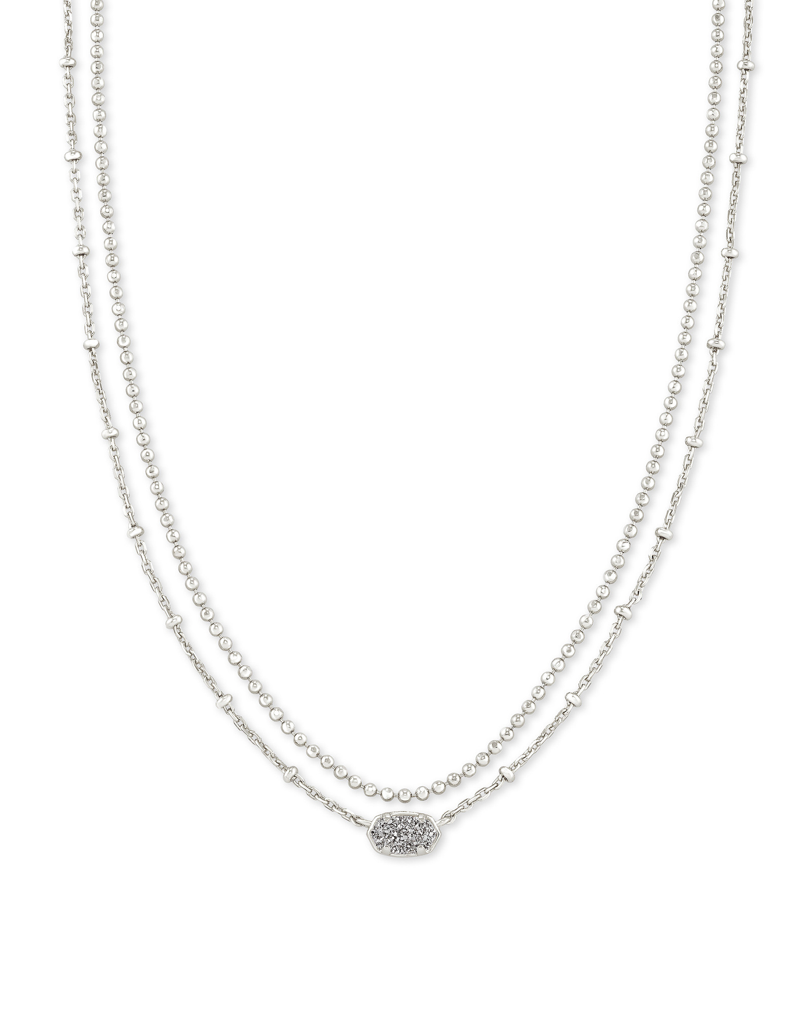 Emilie Silver Multi Strand Necklace in Platinum Drusy | Kendra Scott | Kendra Scott