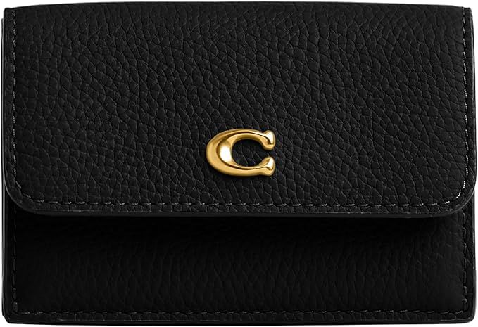 Coach Women's Essential Polished Pebble Mini Trifold Wallet, B4/Black, One Size | Amazon (US)