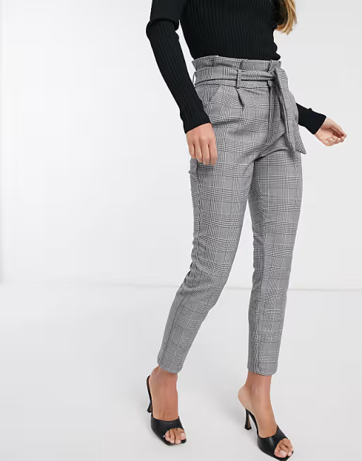 Vero Moda paperbag pants in monochrome houndstooth | ASOS (Global)