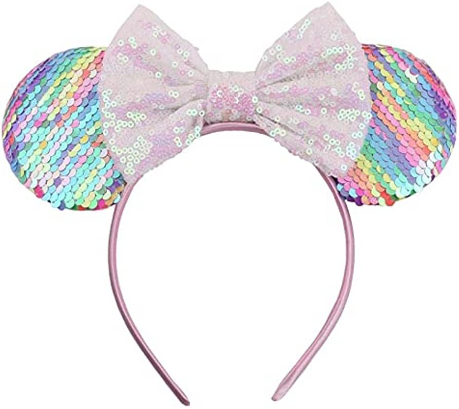 Foeran Mouse Ears Headbands Shiny Bows Mouse Ears Glitter Party Princess Decoration Cosplay Costu... | Amazon (US)