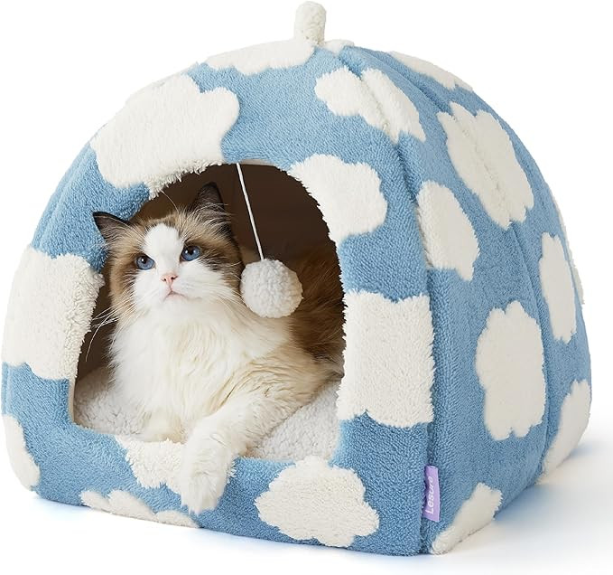 Lesure Cute Cat Beds for Indoor Cats - 2 in 1 Large Cat Cave Bed for Puppy and Small Dog with Rem... | Amazon (US)