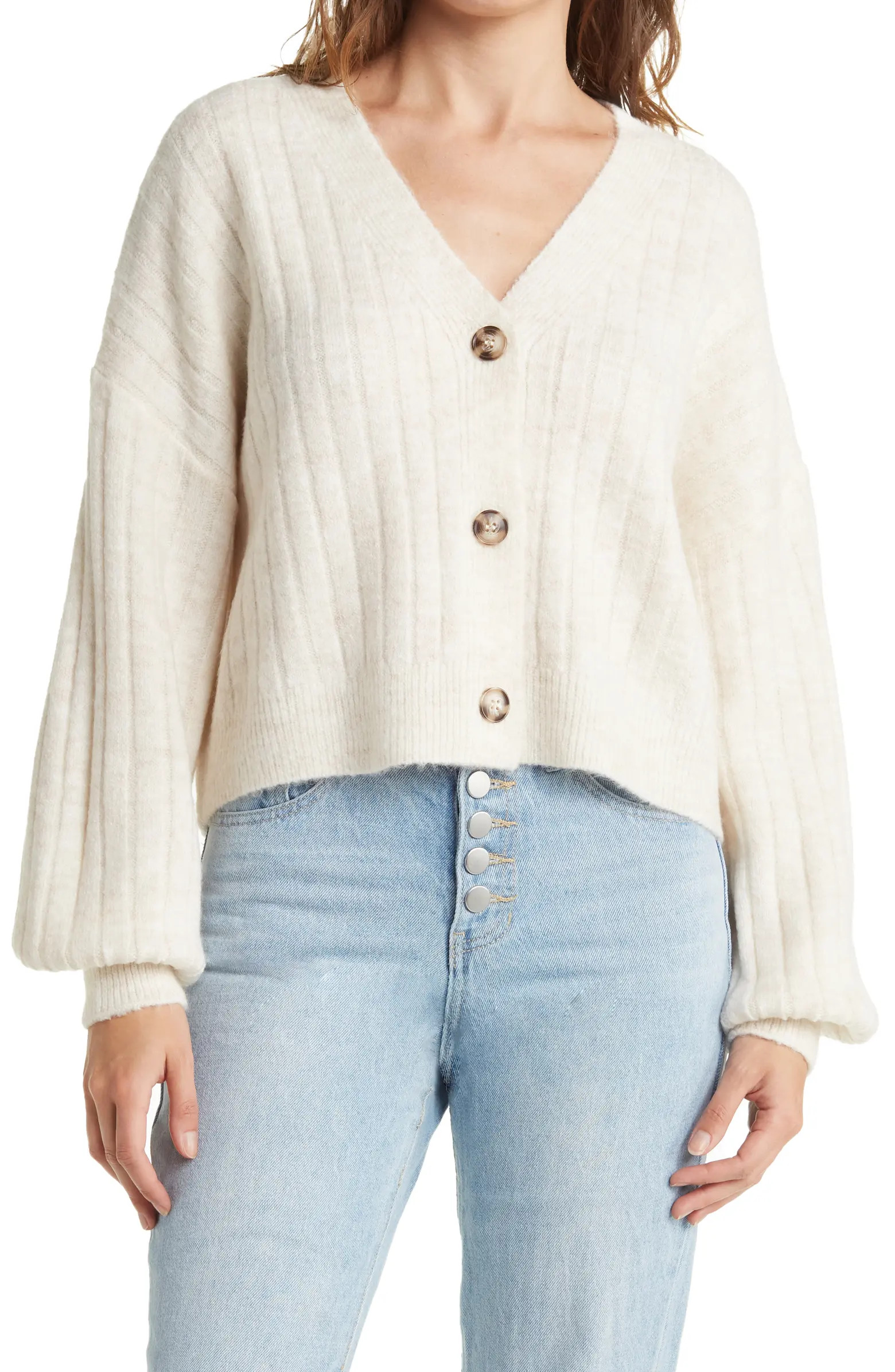 Sophie Rue V-Neck Balloon Sleeve Crop Cardigan | Nordstromrack | Nordstrom Rack