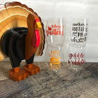 Thanksgiving Wine Glasses, Shatterproof Hostess Gift, Holiday Thanksviging Gift | Etsy (US)