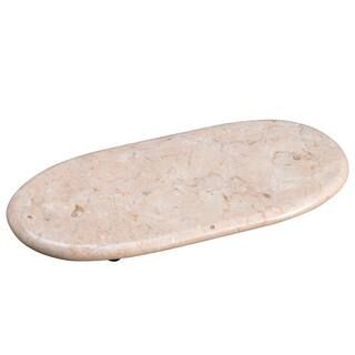 Creative Home 6 in. L x 14 in. W Natural Champagne Marble Oval Shaped Serving Tray Cheese Serving... | The Home Depot