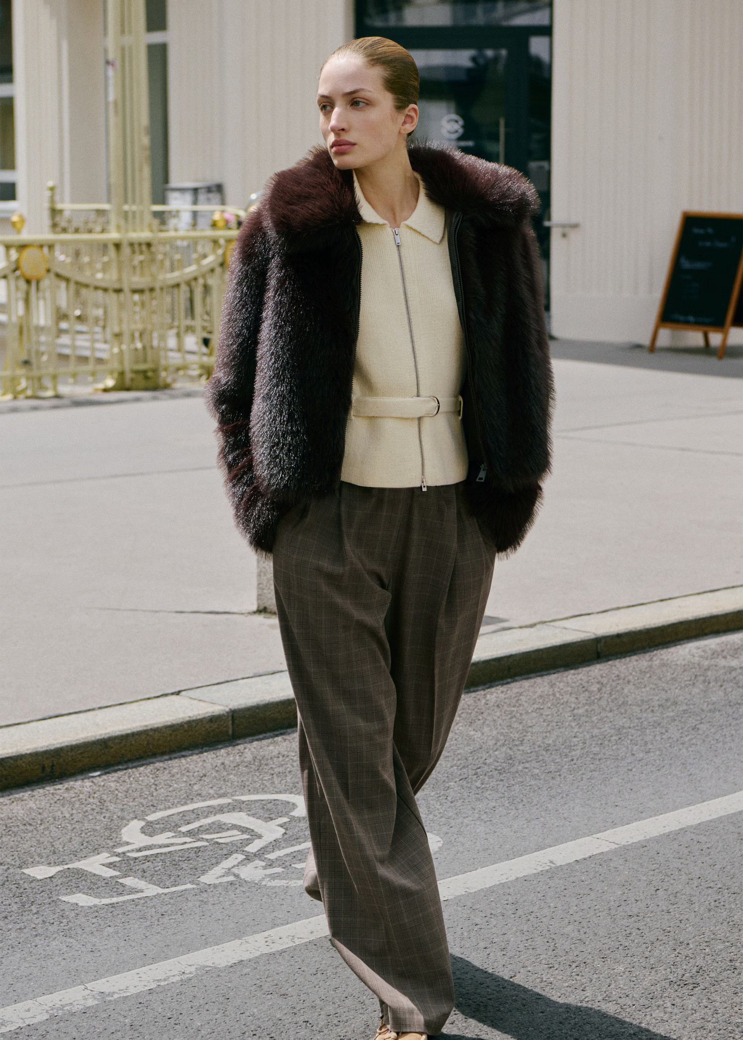 Faux-fur jacket with zip | Mango (US/MX/AU)