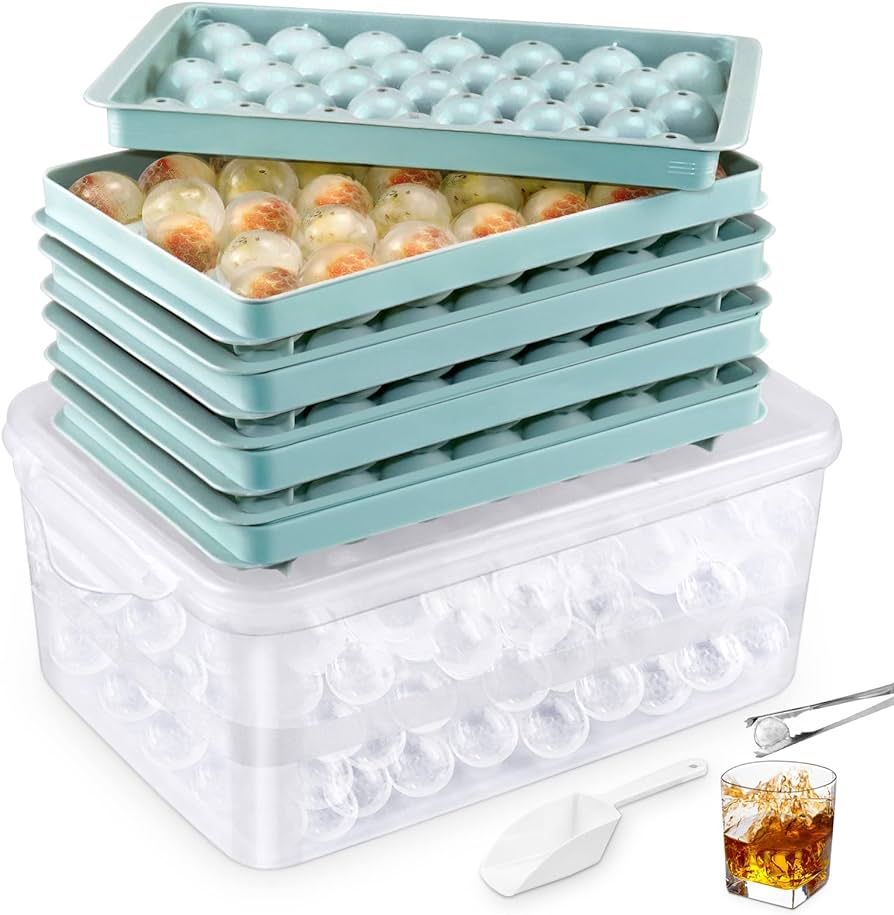 Ball Ice Cube Trays for Freezer: Round Ice Cube Tray with Lid - Circle Ball Ice Trays for Freezer... | Amazon (US)