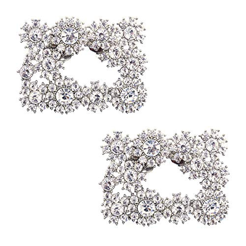 ELEGANTPARK Silver Women Jewelry Decorative Shoe Clips Rhinestones Decorations Charms Square Buckle Wedding Accessories | Amazon (US)