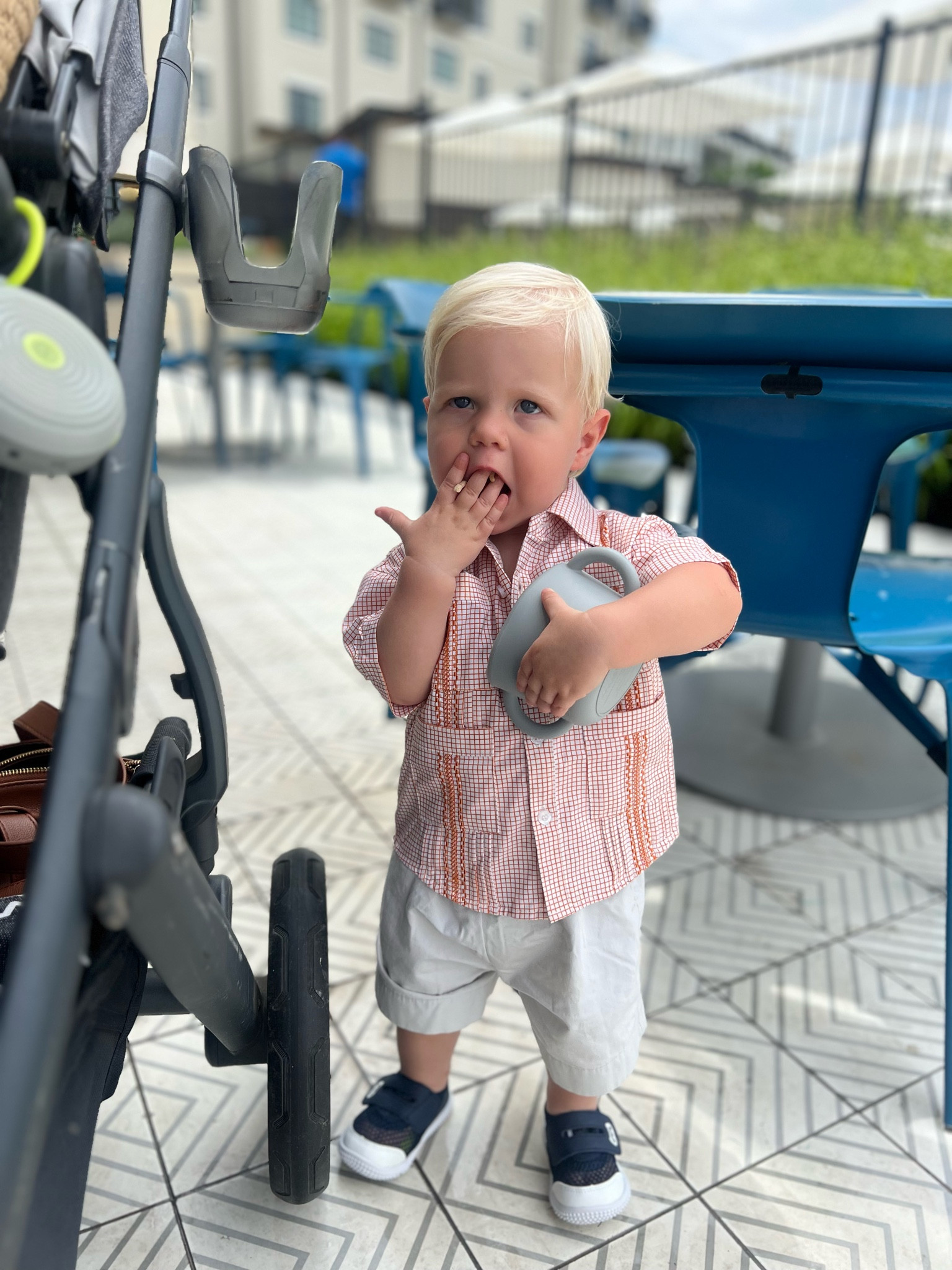 Baby / Toddler Guayabera shirt. This one is the softest dri-fit material! Burnt orange toddler button up shirt perfect for game day and any summer outing. I also linked his summer mesh shoes, snack cup & stroller. (I made his shorts but found a similar style of khaki shorts at old navy)

Cinco de Mayo, Cuban shirt, Latin-inspired, San Antonio, baby summer shoes, toddler water shoes , baby stroller, uppababy vista, toddler boy outfit spring summer 12 months, 18 months

#LTKkids #LTKfamily #LTKbaby