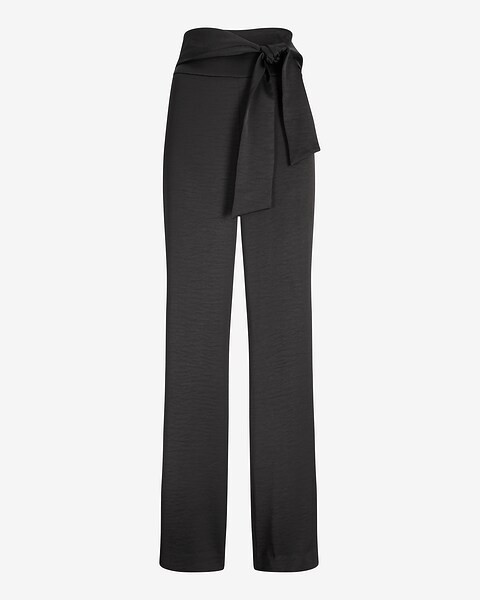 Super High Waisted Satin Tie Waist Trouser Pant | Express
