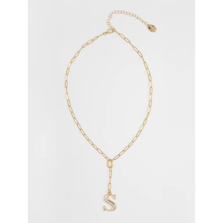 Time and Tru Women's Goldtone Initial Necklace, S | Walmart (US)