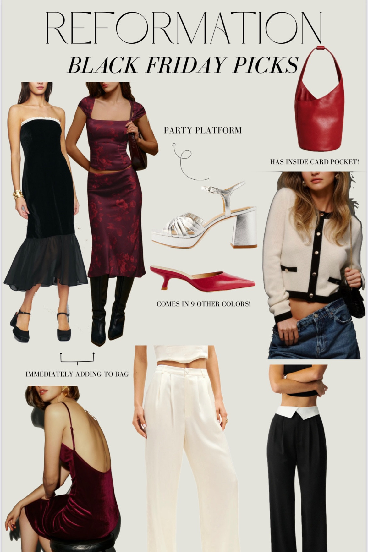 Reformation pieces that are all 25% off!! 

#LTKSeasonal #LTKGiftGuide #LTKCyberWeek