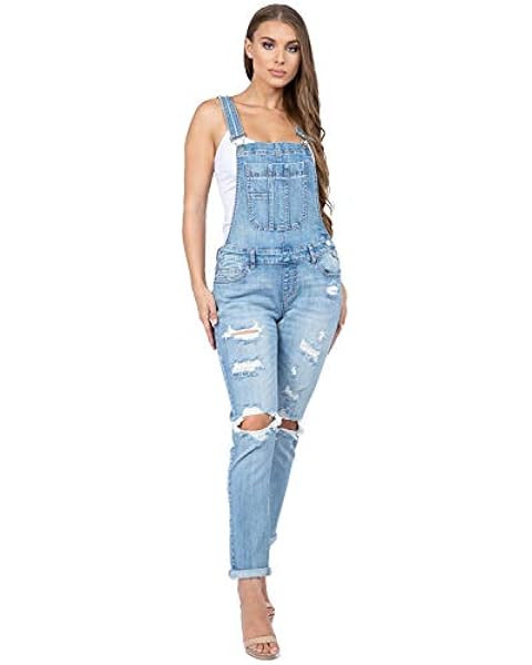 luvamia Women's Casual Stretch Adjustable Denim Bib Overalls Jeans Pants Jumpsuits | Amazon (US)