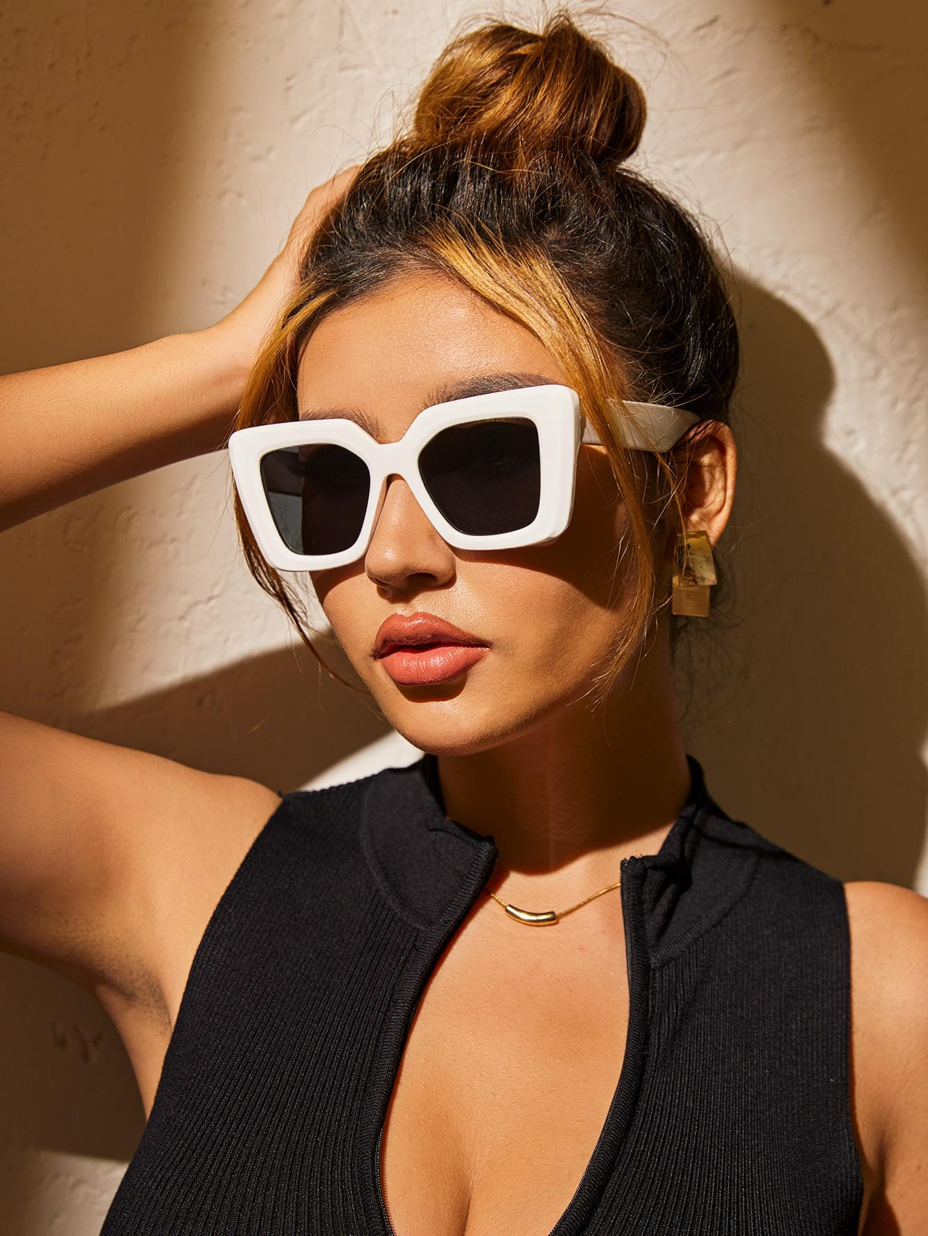1pair Women Geometric Frame Fashion Glasses For Daily Life | SHEIN