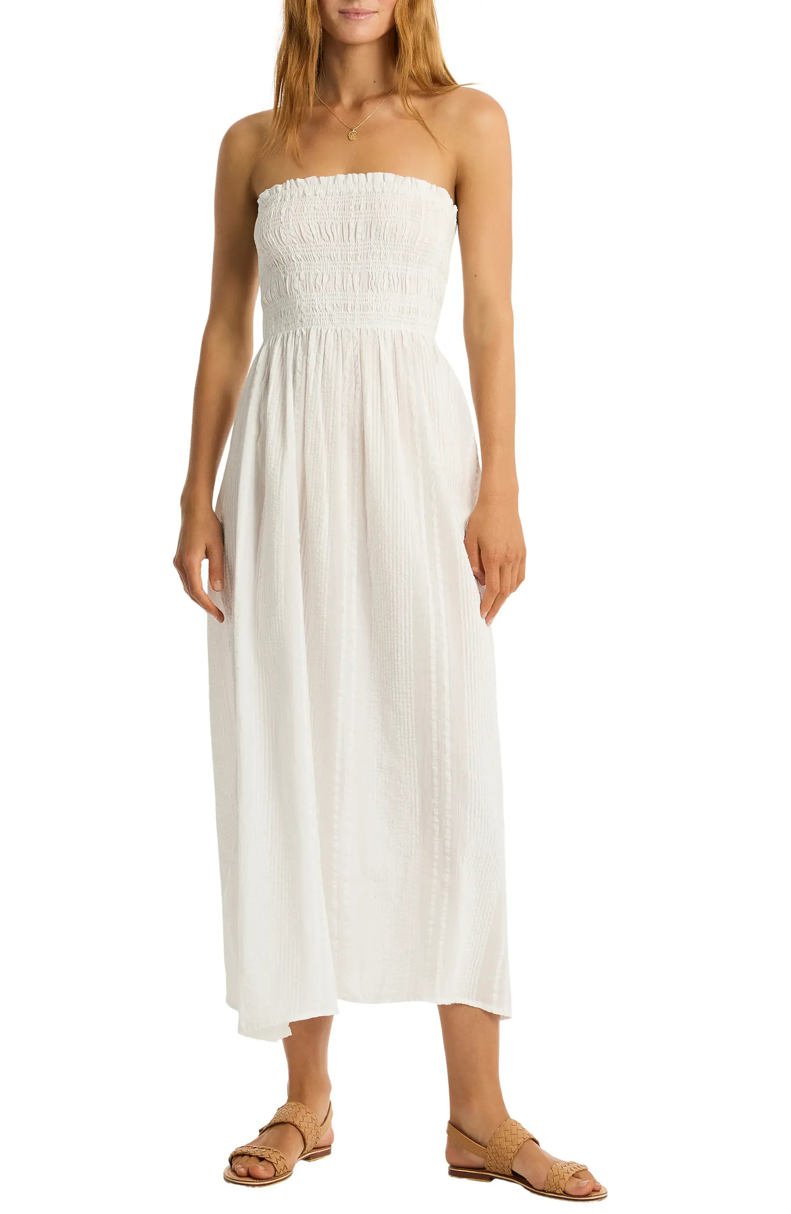 Sea Level Heatwave Strapless Cotton Cover-Up Dress | Nordstrom | Nordstrom