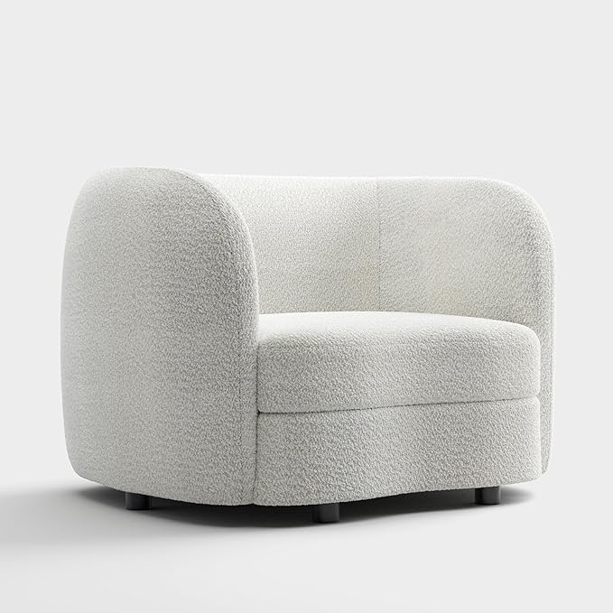 Furniture of America Nimiane Modern Boucle Barrel Chair with Curved Arms and Wooden Legs, Fabric ... | Amazon (US)