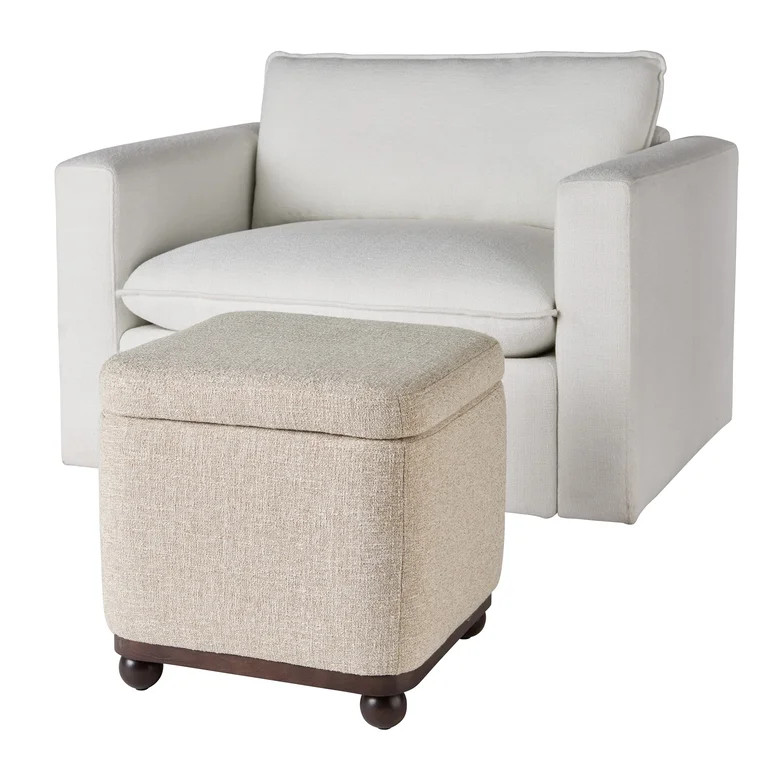 Better Homes & Gardens Ambrose Storage Ottoman, Heather Wheat | Walmart (US)
