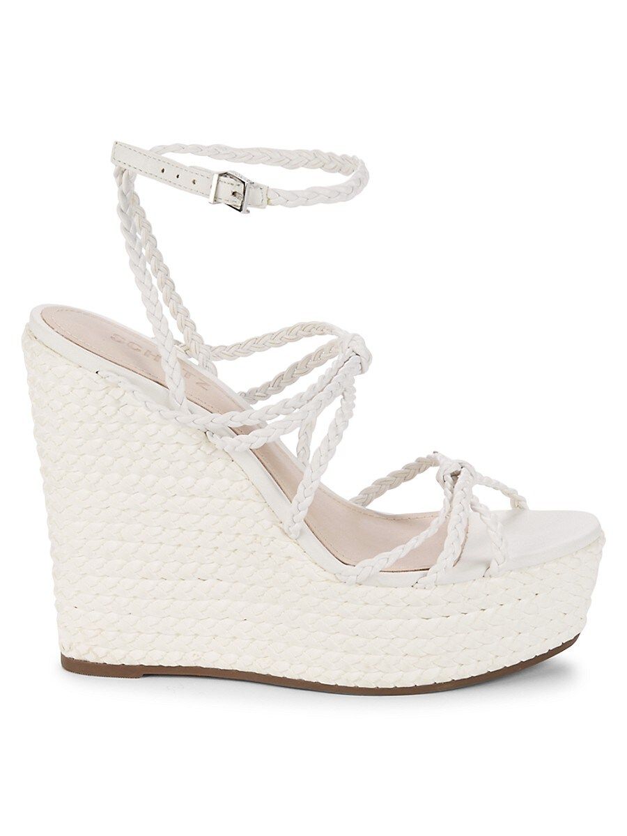 Schutz Women's Flassie Braided-Strap Wedge Sandals - White - Size 8.5 | Saks Fifth Avenue OFF 5TH