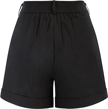 Belle Poque Women Summer Linen Shorts Elastic High Waisted Shorts with Pockets | Amazon (US)