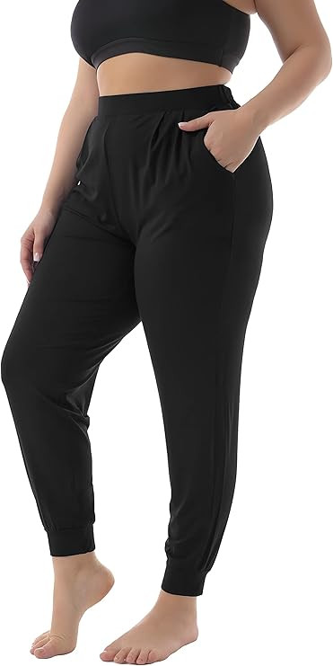 ZERDOCEAN Women's Plus Size Casual Lounge Pants Stretchy Relaxed Jogger Yoga Pants with Pockets | Amazon (US)