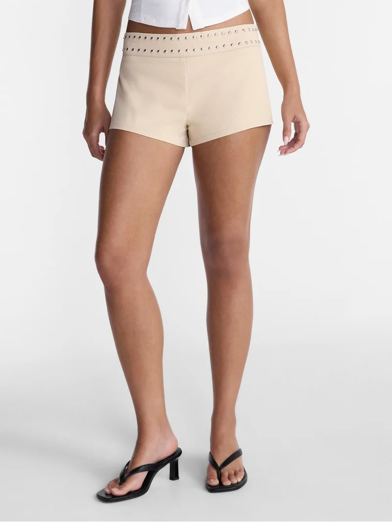 No Boundaries Studded Micro Shorts, 1.5'' Inseam, Women's Sizes XXS-XXL | Walmart (US)