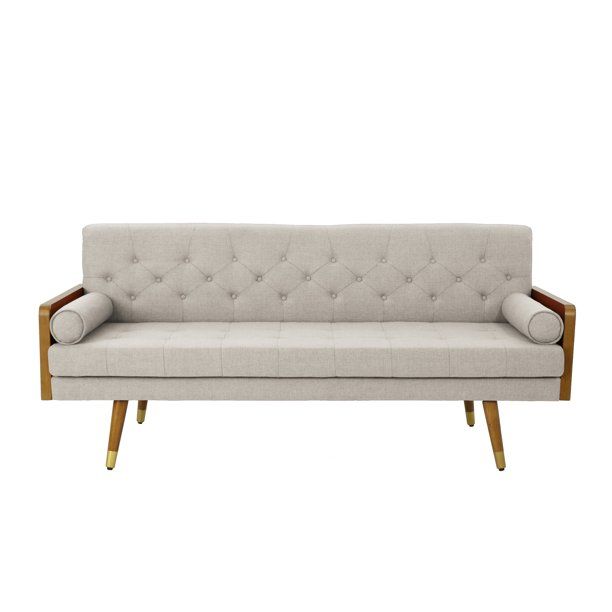 Noble House Orlando Mid Century Modern Tufted Fabric Sofa, Beige | Walmart (US)