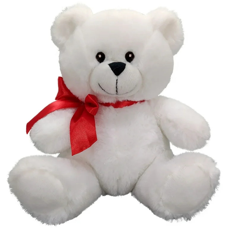 OCINAPALS 8" White Embroidered Eye Teddy Bear with Red Ribbon | Walmart (US)