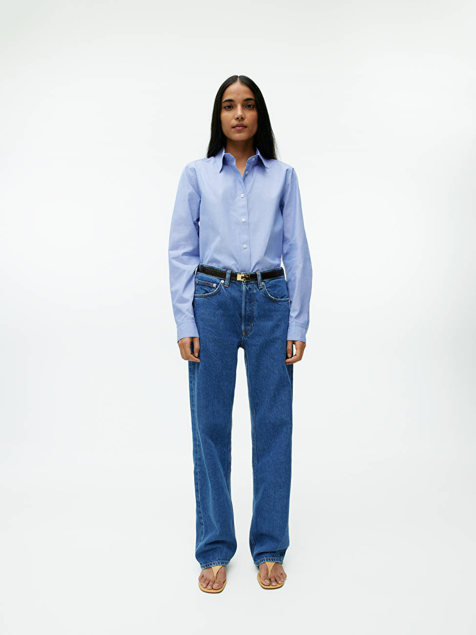 Straight Cut Poplin Shirt - Blue/White Stripe - ARKET ES | ARKET (US&UK)