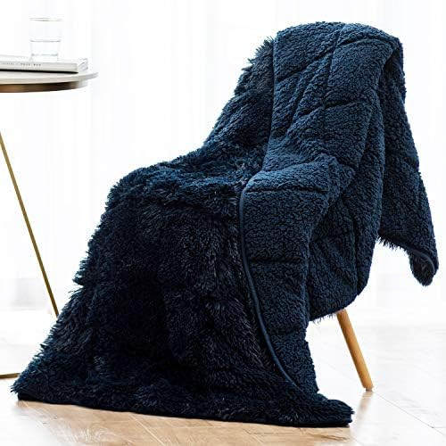 Amazon.com: Wemore Shaggy Long Fur Faux Fur Weighted Blanket,Cozy and Fluffy Plush Sherpa Long Ha... | Amazon (US)