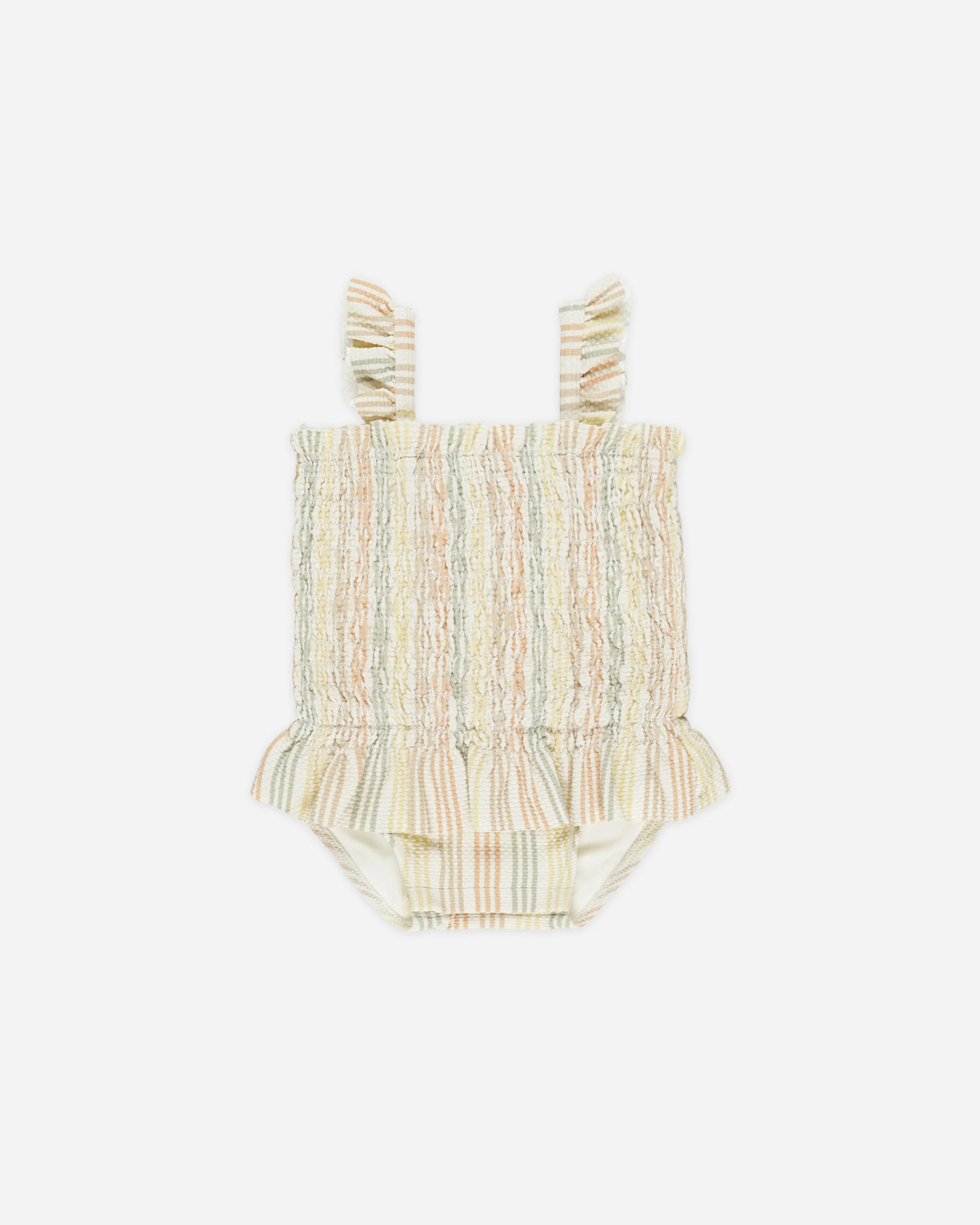 Smocked One-Piece Swimsuit || Multi Stripe | Rylee + Cru