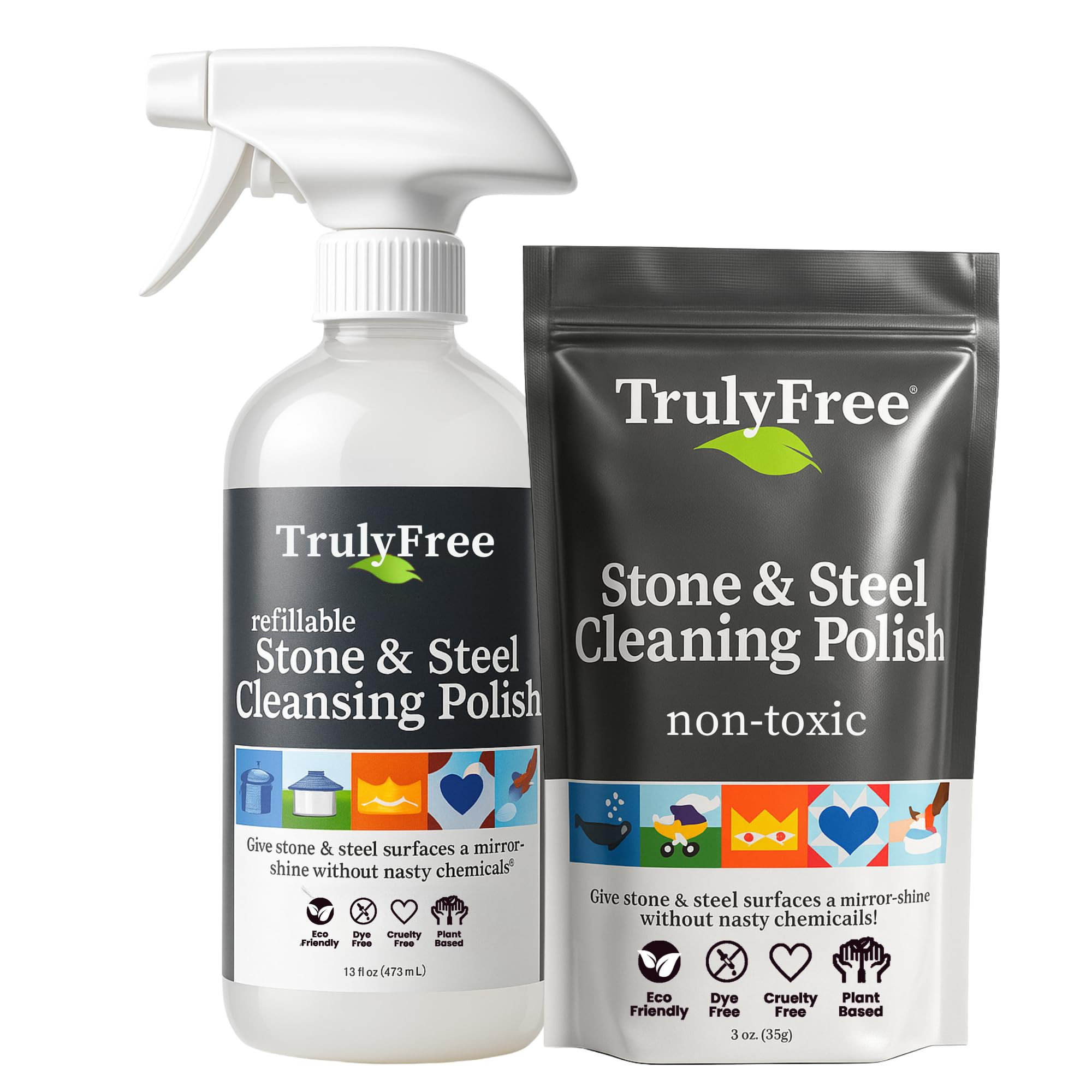 Truly Free Stone & Steel Cleansing Polish Starter Kit - Quartz, Marble, Granite, Stone Countertop... | Amazon (US)