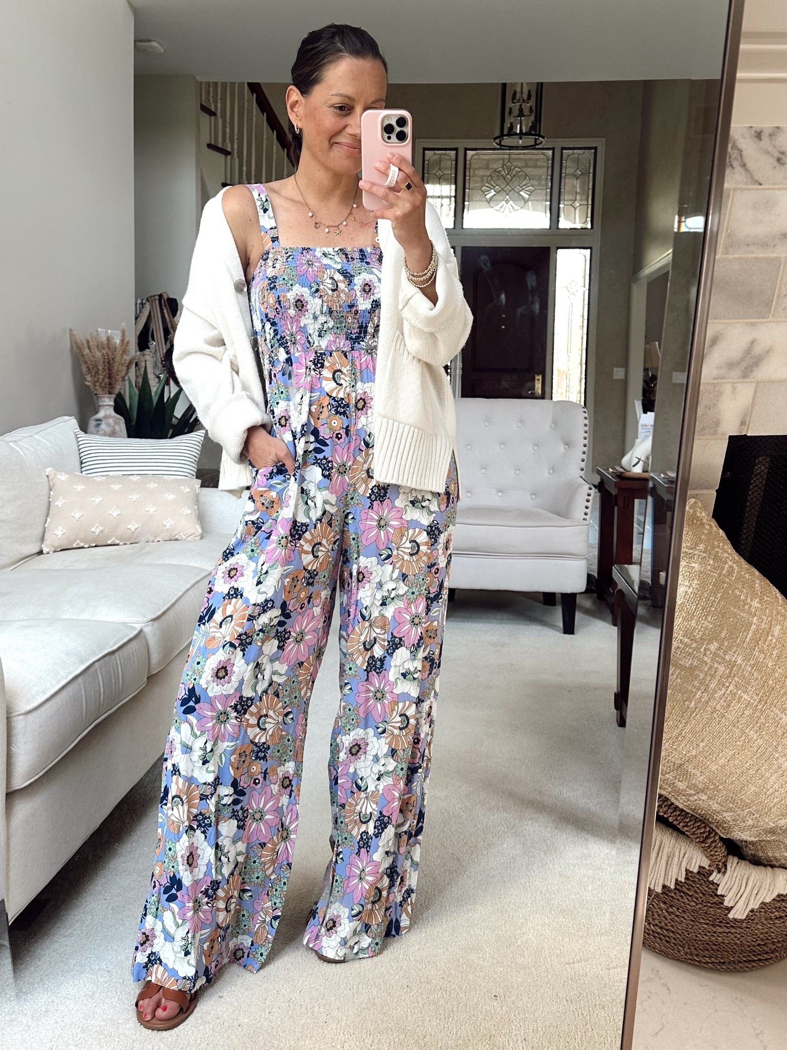 Spring outfit idea! 
Amazon jumpsuit runs true to size - wearing a small. Amazon cardigan runs true to size wearing a small.



#LTKFindsUnder50 #LTKPetite #LTKOver40