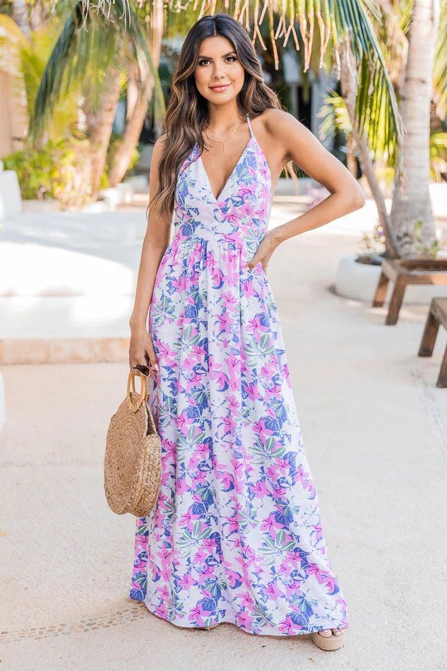 Believe in Destiny Multi Floral Maxi Dress | Pink Lily