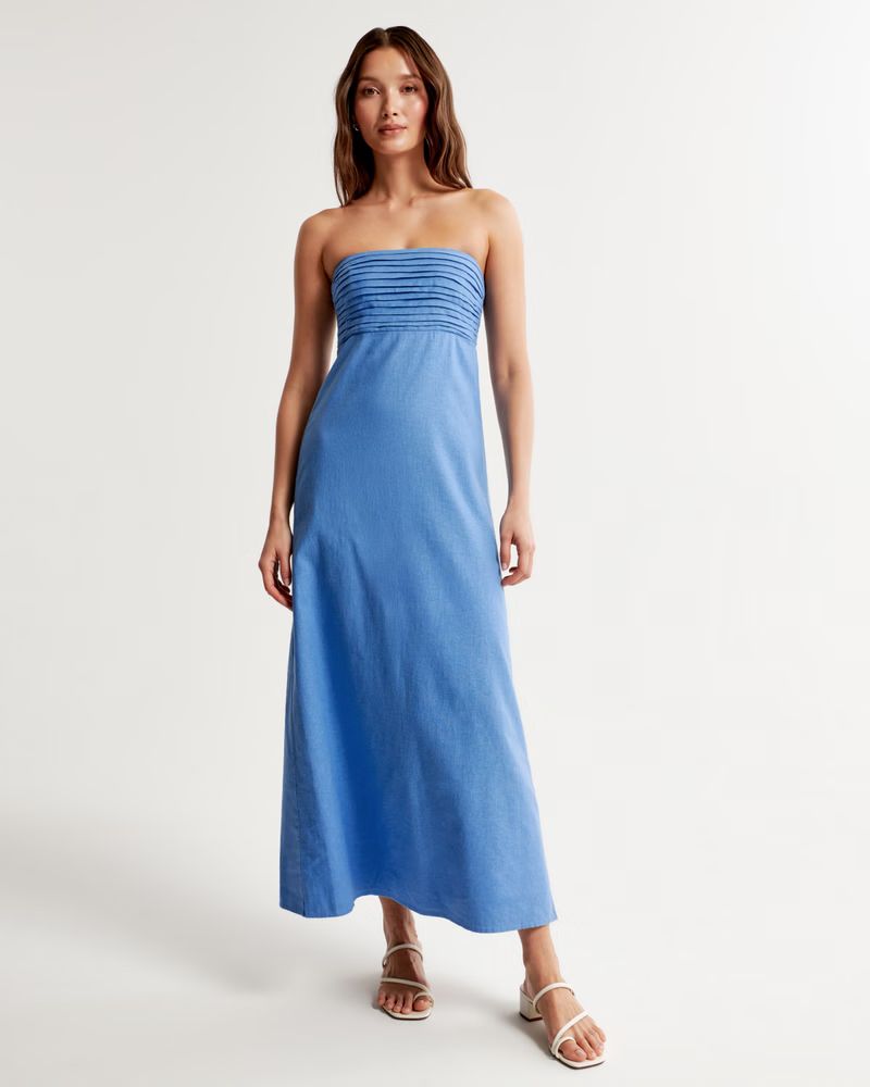 Women's Emerson Strapless Midi Dress | Women's New Arrivals | Abercrombie.com | Abercrombie & Fitch (US)