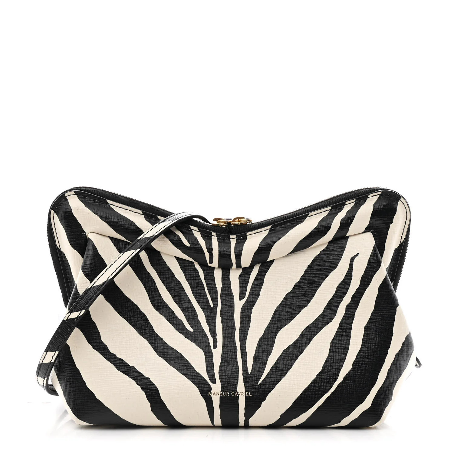 Saffiano Zebra Print Mini M Frame Bag Black White | FASHIONPHILE (US)
