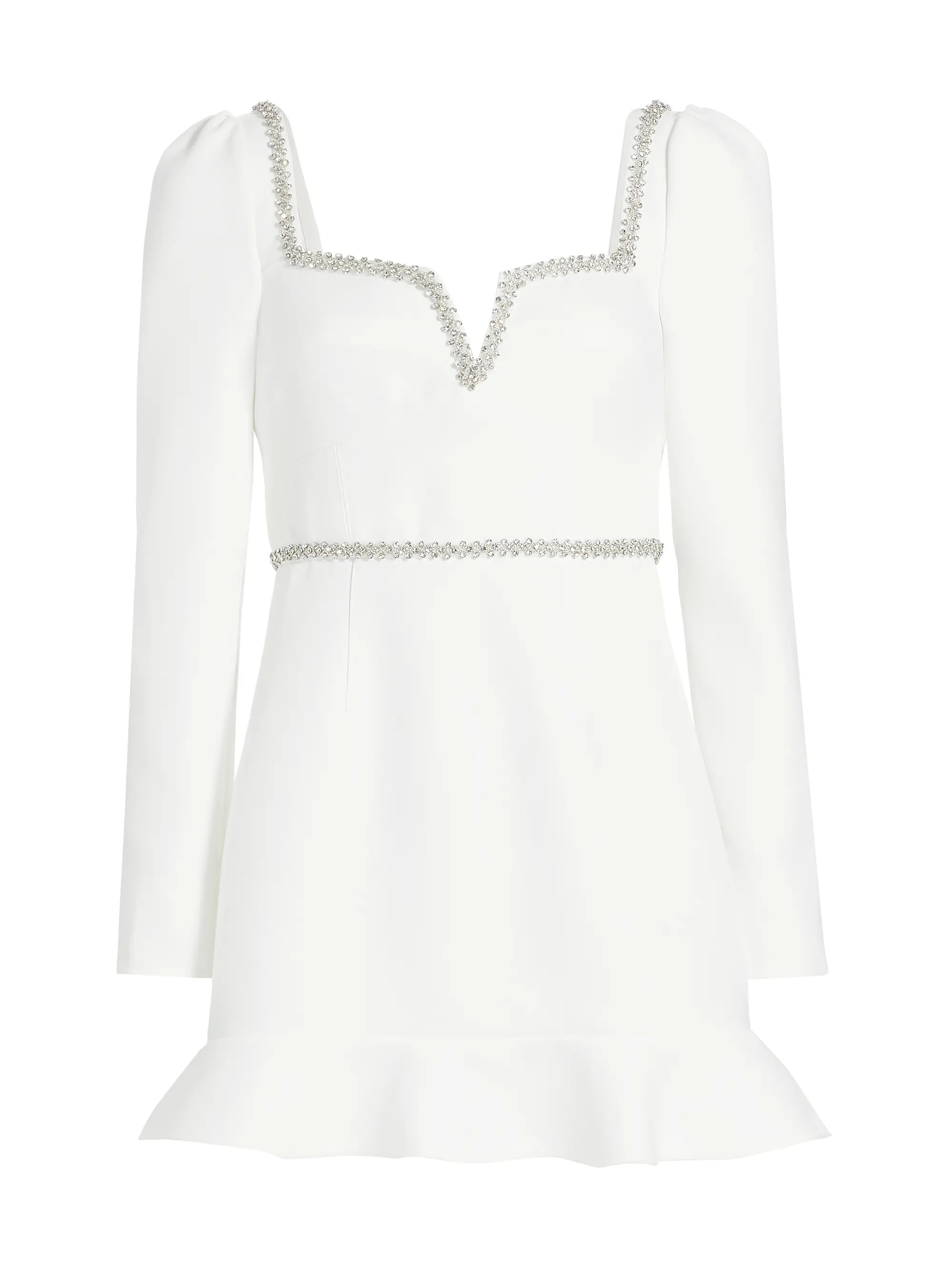 Bonded Crêpê Embellished Flounce Minidress | Saks Fifth Avenue