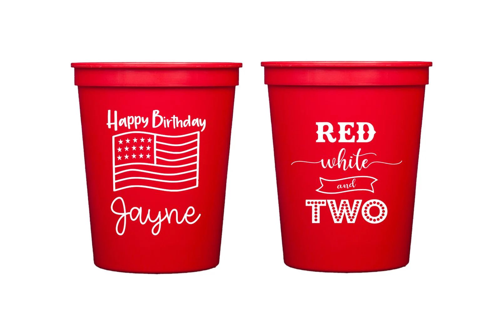 Red white and two, 4th of July birthday, Personalized birthday cups, Patriotic birthday favor, Ki... | Etsy (Global)