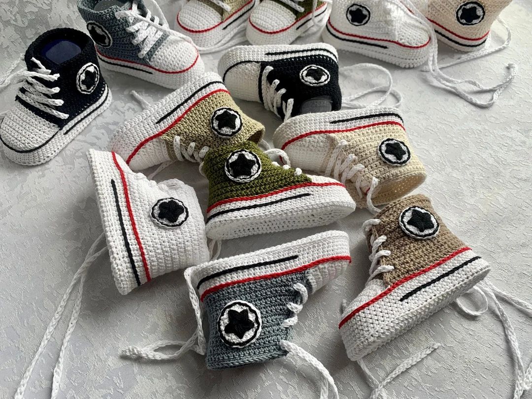 Baby Booties Converse Crochet Unisex Crochet Baby Booty Shower Gift Newborn Outfit Baby Shoe Snea... | Etsy (US)