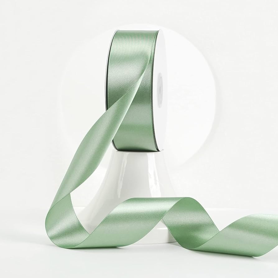 MEEDEE Sage Satin Ribbon 1-1/2 Inch Light Green Ribbon Lux Satin Double Faced Satin Ribbon by 50 ... | Amazon (US)
