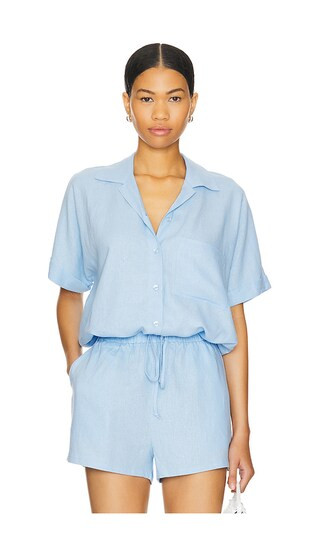 Alpine Linen Button Up in Mirage Blue | Revolve Clothing (Global)