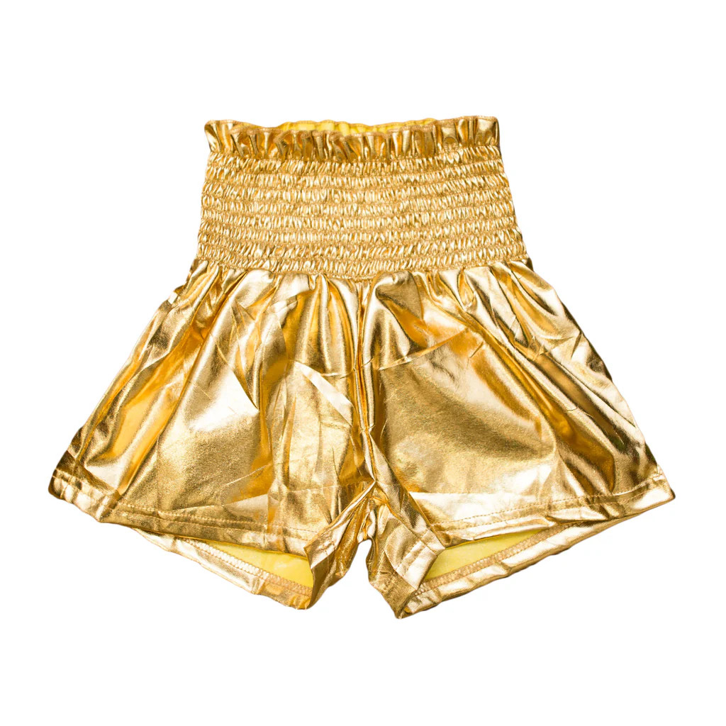 Gold Metallic Adult Swing Shorts | Belle Cher