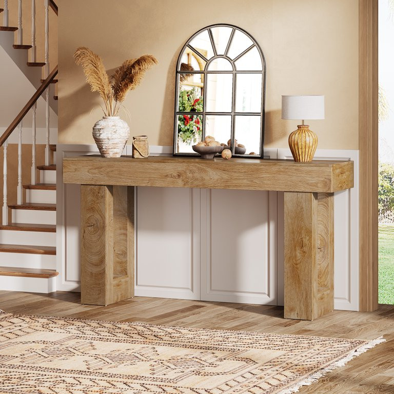 Lantine 63" Long Console Table, 2-Tier Wooden Narrow Rectangular Sofa Table Behind Couch, Farmhou... | Walmart (US)