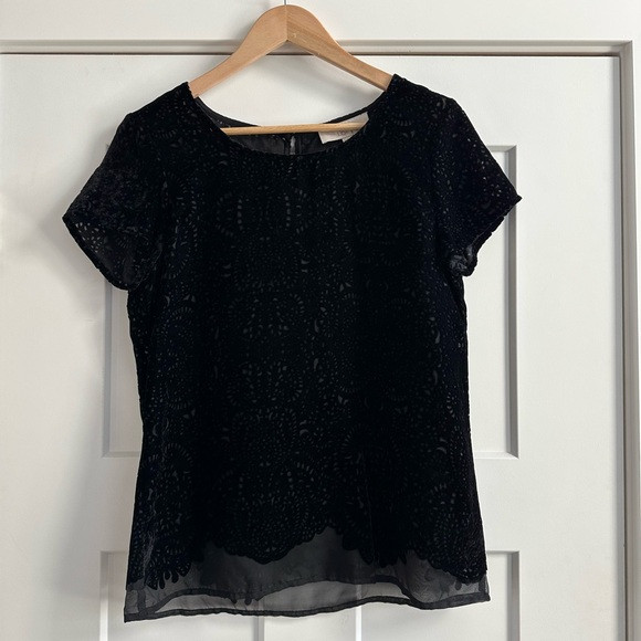 LOFT Velvet Lace Pattern Blouse | Poshmark