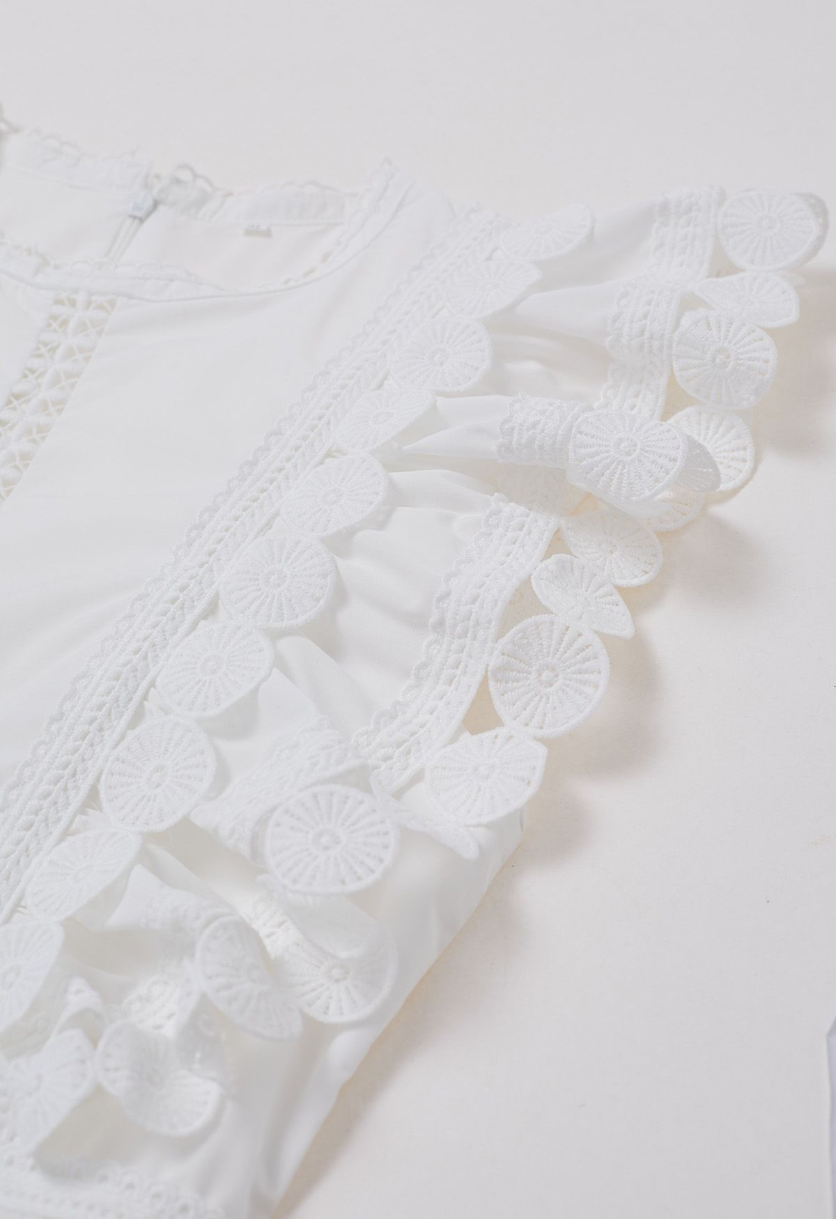Crochet Trim Sleeveless Midi Dress in White | Chicwish