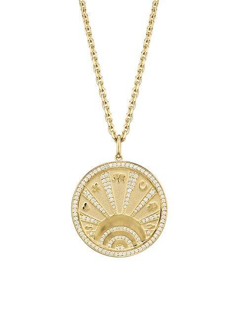14K Yellow Gold & Diamond Evil Eye Lucky Motif Coin Necklace | Saks Fifth Avenue