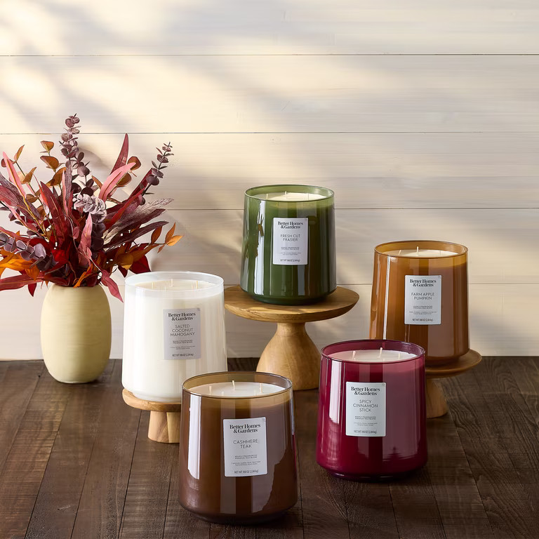 Better Homes & Gardens 5-Wick 100 oz Glass Jar Candle, Cashmere Teak | Walmart (US)