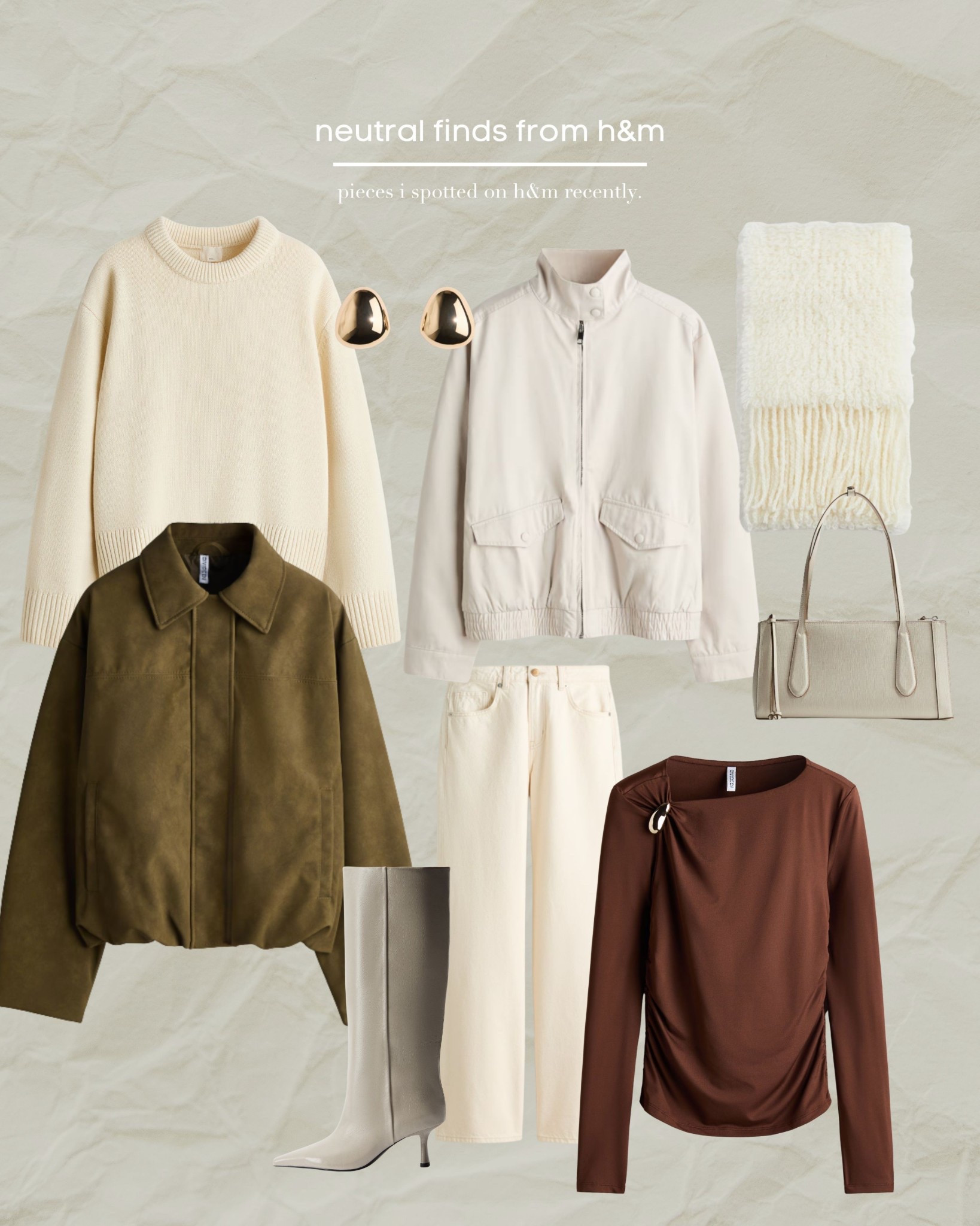 Neutrals, H&M, Cropped Jacket, Jumper, Knitwear, Knee High Boots, Scarf, Winter Style 

#LTKeurope #LTKwinter #LTKuk