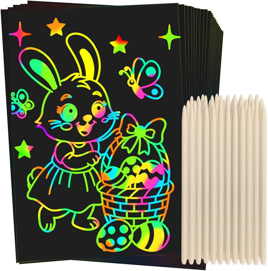 ZMLM Scratch Rainbow Art Paper Set - 100Pcs Magic Scratch Off Art Craft Supplies Kits for Kids Gi... | Amazon (US)