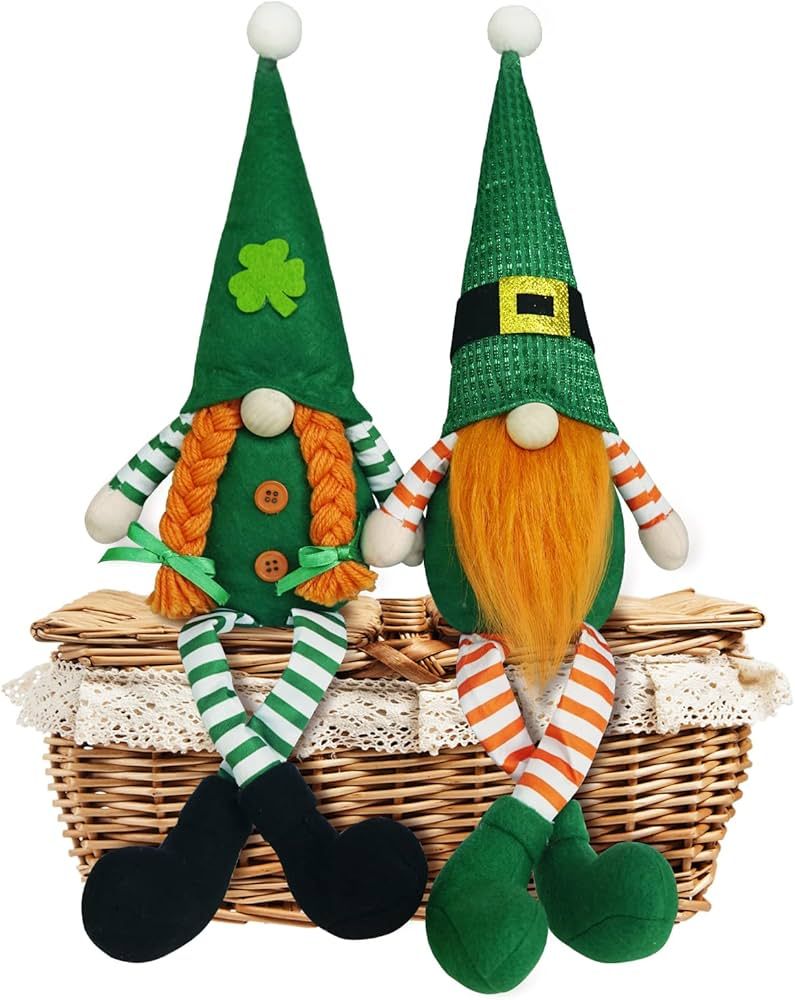 St Patrick's Day Gnomes Plush Set Decor, Green Hat with Clover,Faceless Elderly Irish Festival Lu... | Amazon (US)